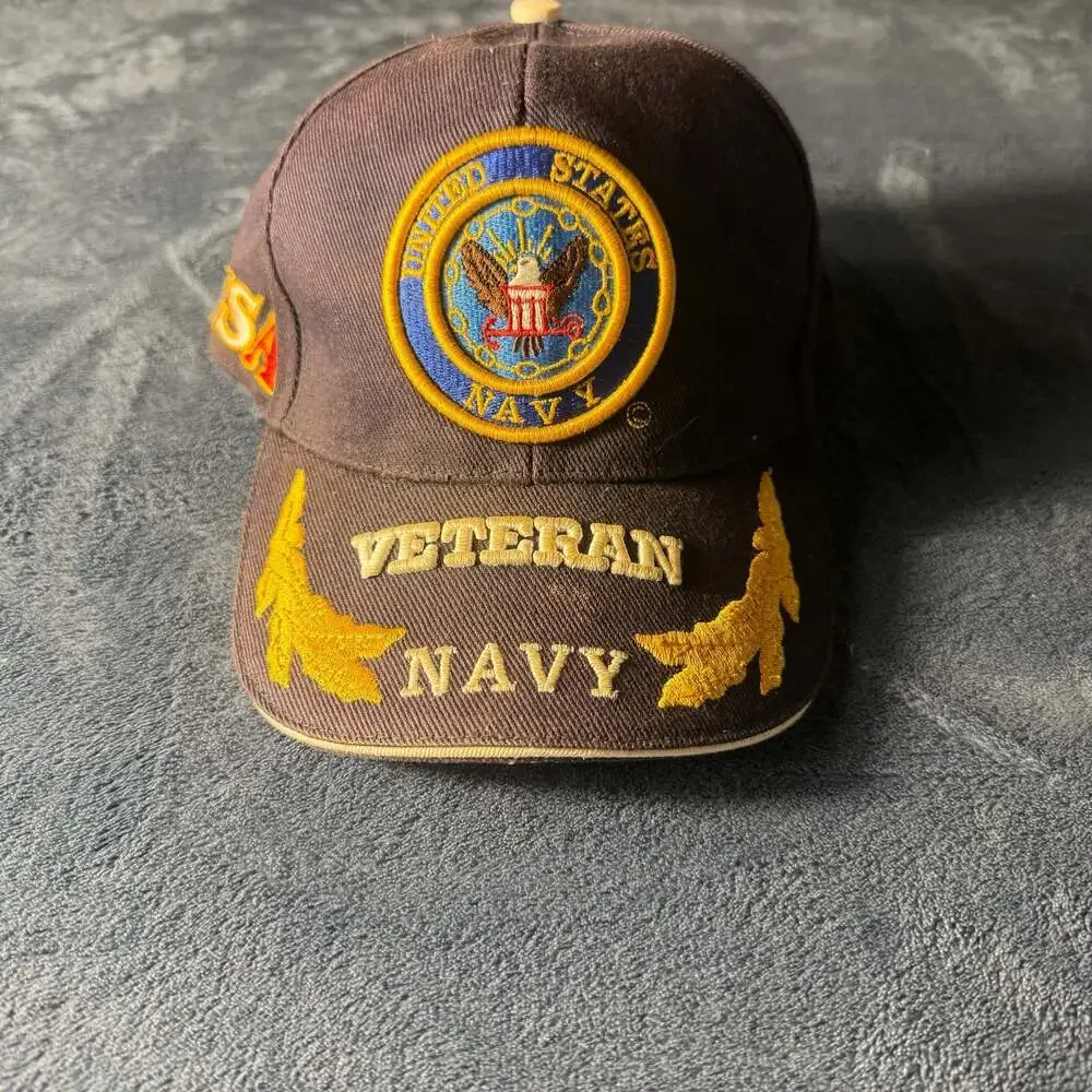 United States Navy Veteran Embroidered Baseball Cap with USA Side Detail